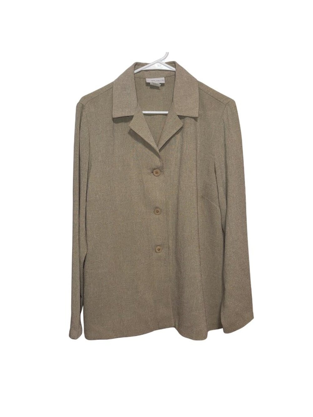 Jaclyn Smith Classic Beige Button-Up Blazer Size 14 Womens Lightweight